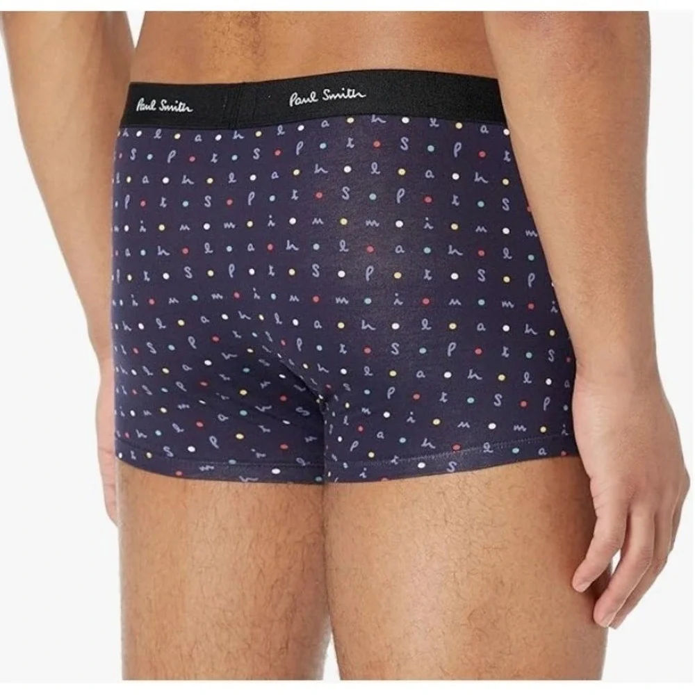 Paul Smith Mens Small Navy Blue Polka‎ Dot Boxer Briefs Organic Cotton
